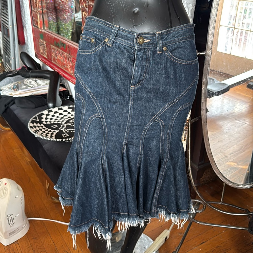 Alexander McQueen tulip denim skirt